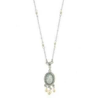   Cameo Pearl Drop Pendant Necklace New Vatican Collection 1928 Jewelry