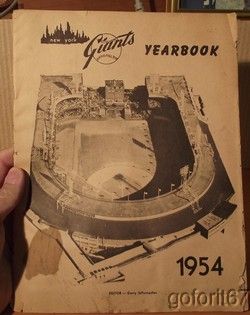 1953 NY Giants team signed baseball + 1954 Giants yearbook, ONL Giles 
