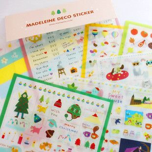   Stationery Stickers Set 6 Sheet Diary Calendar Madeleine Deco Sticker