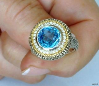 New $1280 Blue Topaz Diamond Ring Andrea Candela 7 Sale