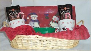 Gift Basket Snowman Cocoa Mugs Holiday Candy Chocolate Peppermint 