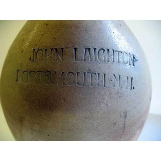 Stoneware 19th C John Laighton Portsmouth NH Large Jug