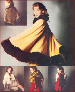 Vogue Accessories Cape Stole Scarf Shawl Sewing Pattern Uncut