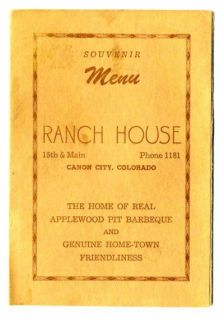 ranch house souvenir menu canon city colorado 1940 s