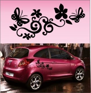 2X Butterfly Flower Vinyl Car Graphics Stickers Decals