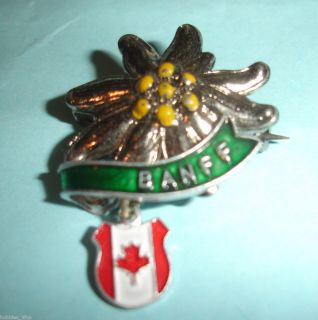 Ski Skiing Banff Lapel Pin Badge Canada Flower