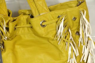 Candice La Handbag Mustard Studded Tote Cowgirl Tassels