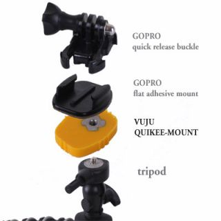 VUJU Quikee Mount Tripod Camera Mount Adapter + Pole Mount for GOPRO 