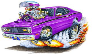 1970 74 Plymouth Duster Muscle Car Toon Mouse Pad