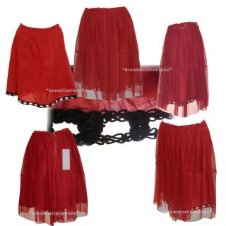Auth Runway Luxury Marni Macrame Red Skirt