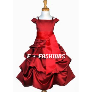 New Apple Red w Red Sash Bridesmaid Wedding Flower Girl Dress 4 6 7 8 