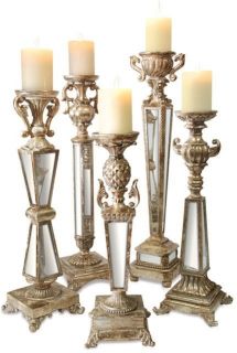 Versailles Mirror Candleholders Silver Leaf Finish 18in 26in Set of 5 