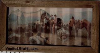 Western Rustic Cowboy Camp Barn Wood Wavy Tin Picture