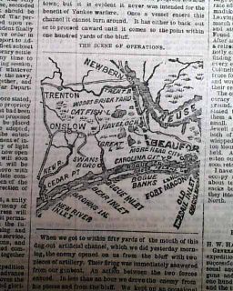 Cane Hill AR Beaufort Map 1862 Civil War Newspaper