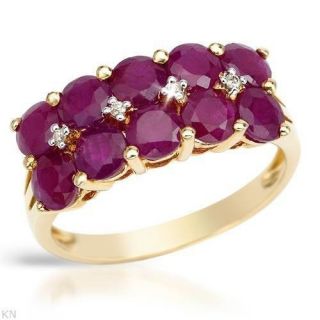 70 Carats Genuine Ruby Diamond Solid 10K Yellow Gold Ring Size 7 