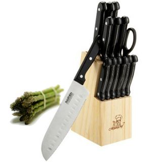   15 Piece High Carbon Stainless Steel Cutlery Set w Wooden Block