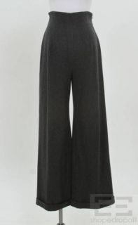 Calvin Klein Collection Charcoal Wool Wide Leg Trouser Pants Size 8 