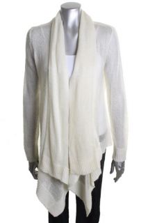 Calvin Klein New Ivory Asymmetric Open Front Scarf Cardigan Sweater 