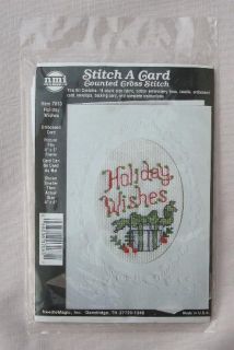 nmi stitch a card holiday wishes 4 x 6 card counted cross stitch kit 