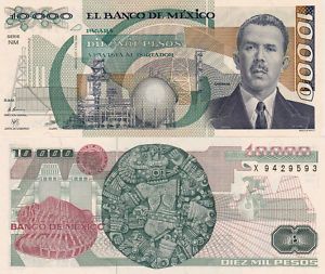 Mexico $ 10 000 Pesos Cardenas Feb 1 1988 UNC X9429593