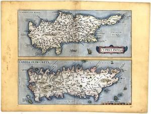 1570 Ortelius Map Cyprus Candia Olim Coeta Islands of Cyprus Crete 93 