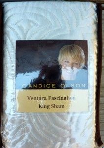 NIP $35 Candice Olson Ivory Pillow Sham Ventura Fascination King 