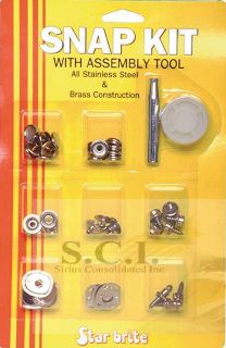 Star Brite Canvas or Vinyl Stainless Steel Brass Snap Kit with 