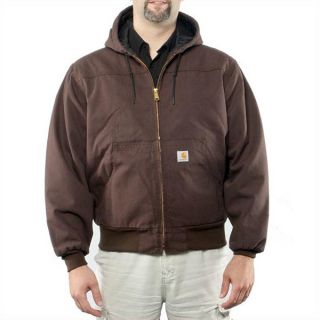 Carhartt Jacket Mens Large Hooded Duck Action Quilted Lined Insulated 