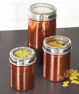 Pc. COPPER Kitchen Canister Set Stainless Steel Dishwasher Safe Food 
