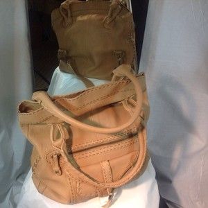 Carla Mancini Leather Beige Convertible Strap Handbag