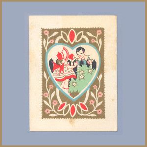 Vintage Valentine Card 1930s Deco Carrington Jolly Lark
