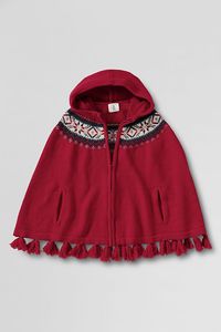   NWT Lands End Girls Fair Isle Zip front Hooded Cape L XL 14 16 Jacket