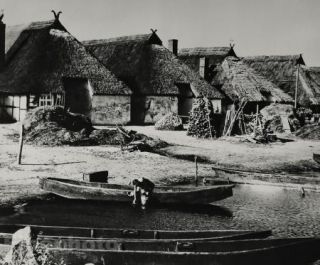 1933 Vintage Ethnic Seaside Village Canoes Photography Art by Andreas 