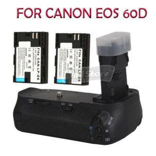 BG E9 Battery Grip for Canon BG E9 EOS 60D DSLR Camera 2X LP E6 Li ion 