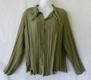 PC Babette Fall Sage Lagenlook Soft Pleated Fabric Jacket Top Pants 