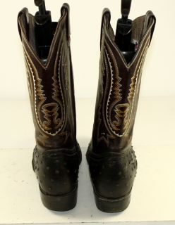 Campo Alegre Leather Ostrich Skin Two Tone Western Cowboy Mens Boots 