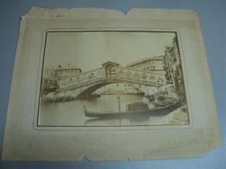 1800s Albumen Photograph   Carlo Ponti   Venzia   Venice Canal   Pont 