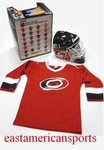 Carolina Hurricanes NHL Goalie Uniform 3 PC Set Helmet Jersey Youth 