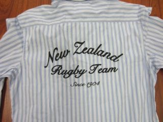 Canterbury of New Zealand Rugby Team Mens Blue Striped Long Sleeves 