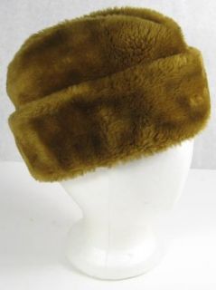 Vintage Warm Brown Caramel Faux Fur Envelope Fedora Hat Union Made w 