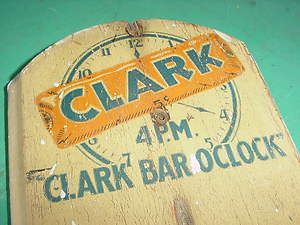 1920s Vintage CLARK CANDY BAR Old General Store Wooden Thermometer 