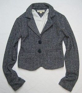 Womens Tommy Filfiger Black White Tweed Cropped Jacket Size S