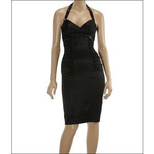 BETSEY JOHNSON CARLYLE BLACK HALTER DRESS WITH SEQUIN DETAIL SIZE 2 
