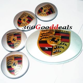 Silver Wheel Hub Center Caps Covers Emblem for Porsche Boxster 911 993 