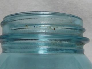 Antique Vtg Ball Mason Canning Jar Aqua Blue Glass Quart Marked 5 