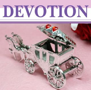 12 24 GEMSTONES+Silvery Horse & Carriage Wedding Favour Holder Boxes 