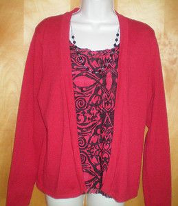 Womens Size PXL Red Black Elementz Dressy Cardigan Sweater 2 Fer 