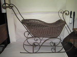 Antique Rattan Baby Doll Carriage Sled Circa 1880