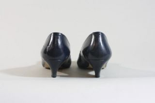 vtg 80s caressa navy leather flower bow heel spain 8