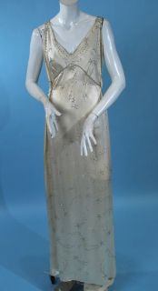 1930 Dazzling Star Rhinestone Strappy Satin Gown